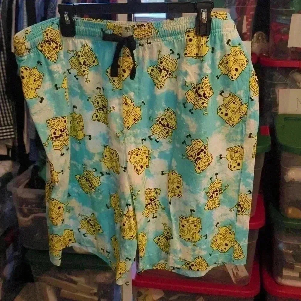 Men's Spongebob 9" Tie-Dye Pull-On Shorts - Blue/Yellow/White - Picture 3 of 3